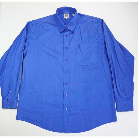 Cinch Size Large Mens Blue Embroidered Pocket Logo Button Down Cotton Shirt - Picture 1 of 9